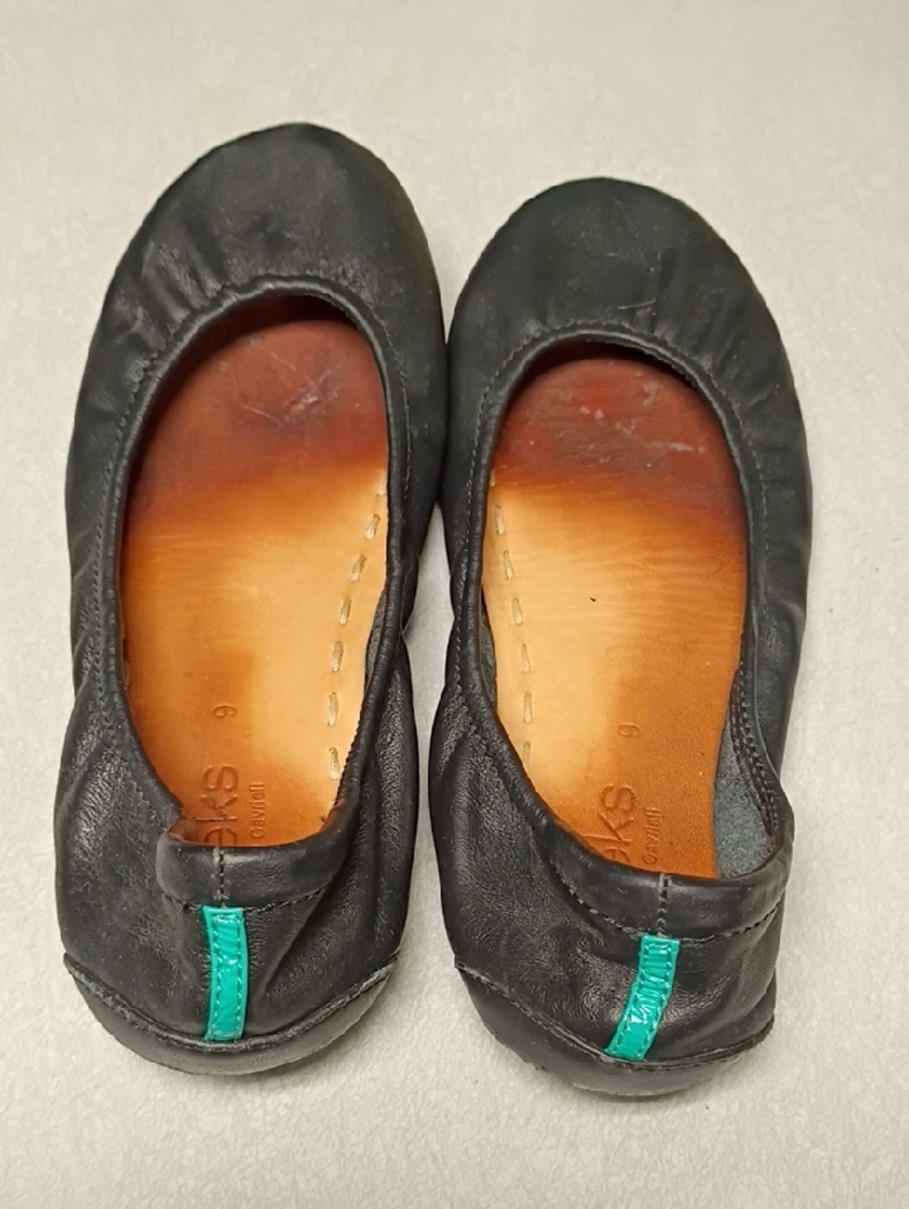 Tieks Black Leather Ballet Flats with Tan Insole - Picture 2 of 8